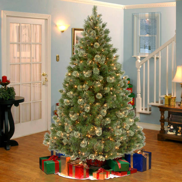 The Holiday Aisle® 7' Frosted Green Pine Artificial Christmas Tree with